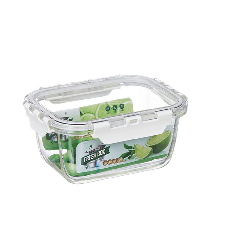 900ml Borosilicate Rectangle Glass Food Storage Container With Microwave, Freezer & Dishwasher Safe NFH-77338